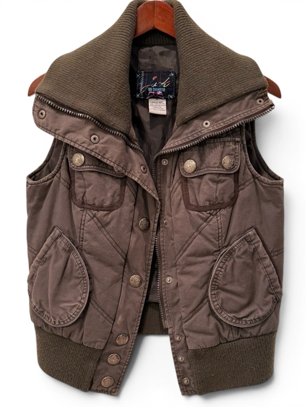 Jack by BB Dakota Quilted Utility Vest – Brown - Size M